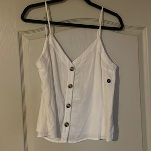 White button up tank top.
